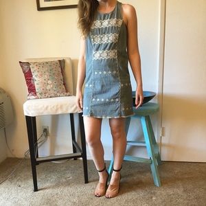 Free People Festival Style Denim Embroidered Dress